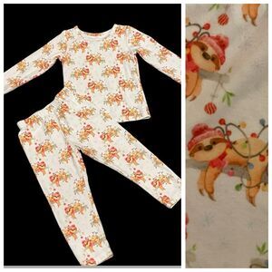 Charlie’s Project Sloth Christmas Holiday Pajamas White Orange Red Size 2T